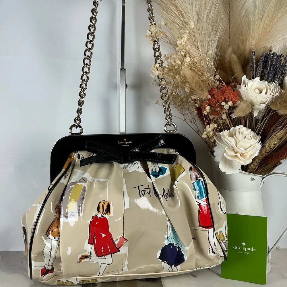 Kate Spade RARE‎ Garance Doré Collection Clutch Hand Shoulder Bag Kisslock Uniqu - Picture 7 of 15